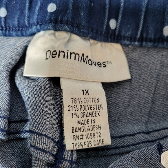 Denim Moves Stretch Pull-On Polkadot Jean Capris Size XL - Picture 6 of 7